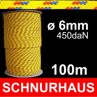 6mm PP 450daN Reepschnur 100m gelb blau/rot Seil Schnur Reepschnur 