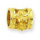 14k yellow gold diamond cut mini plumeria barrel chain slide