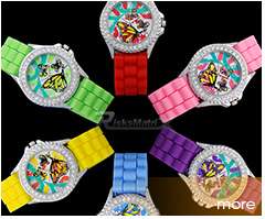 7Color Lady Bling Crystal Silicone Bracelet Sport Watch  