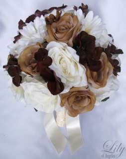   Bouquet Bride Decoration Flowers Package IVORY BROWN CREAM  