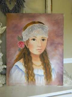   Portrait~French Girl on Canvas~Beautiful Face~Long Hair  