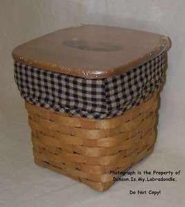 Longaberger 2010 Warm Brown Tissue Basket, Lid, Protector & Khaki 