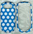 blue white polka dot RUBBERIZED PHONE COVER Pantech P2020 EASE at&t 