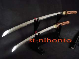   japanese wakizashi/katana sword clay tempered sanmai blade  