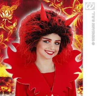 Teufelperücke rot schwarz, Mädchen ,Teufel Karneval  