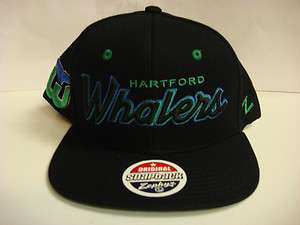 Hartford Whalers Zephyr Flat Brim Snapback Cap Black Headliner Hat NHL 