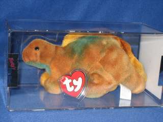 AUTHENTICATED TY STEG the DINOSAUR BEANIE BABY   MINT with TAGS  