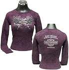 Harley Davidson Womens Long Sleeve Purple Interlude Burnout Shirt