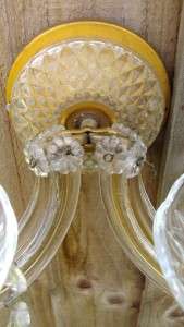  OF ART DECO GILT & CUT GLASS TWIN LIGHT WALL SCONCES (C1930)  