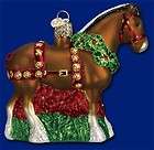 HOLIDAY CLYDESDALE OLD WORLD CHRISTMAS GLASS DECORATED HORSE ORNAMENT 