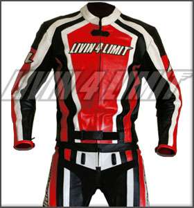   combinaison moto en cuir blouson+pantalon rouge