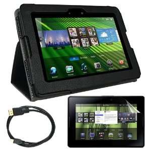   feet + Black leather Case for Blackberry Playbook 7 Touch Screen