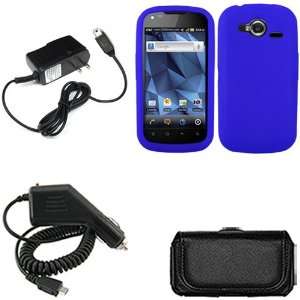 Dark Blue Silicon Skin Case Faceplate Cover + Home Wall Charger(8 feet 