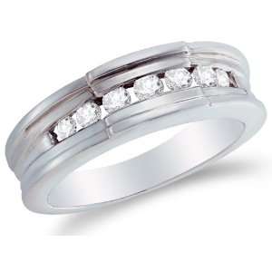 Size 4   14K White Gold Diamond MENS Wedding Band OR Fashion Ring   w 