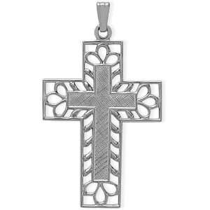   Genuine Sterling Silver Religious Cross with chain   24 Jewelry