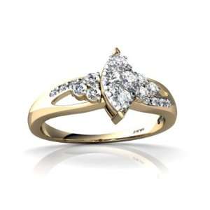  14K Yellow Gold White Diamond Antique Style Ring Size 8 