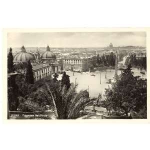 1930s Vintage Postcard Panorama from the Pincio   Rome Italy