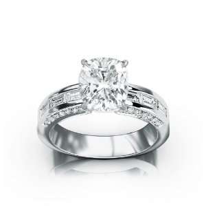14k White Gold Antique Style Engagement Ring with a 1.23 Carat Asscher 