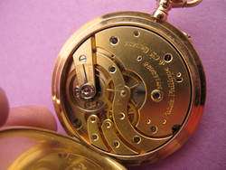   PHILIPPE 50MM TRIPLE SIGNED SOLID GOLD TEXTURED DIAL POCKET WATCH