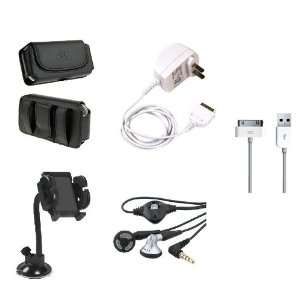 5in1 Home Travel Charger+Leather Case Belt Clip+USB Data Cable+Stereo 