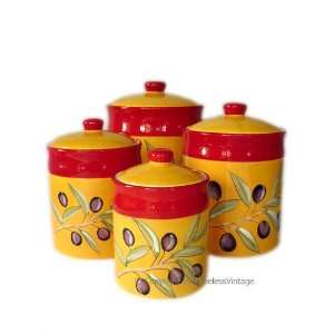  4 pc Tuscan Italian Country Kitchen Canister Set