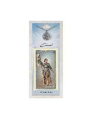 Pewter Medal Pendant And Prayer Card Set St. Joan/Arc Religious w 