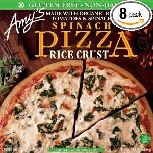 Amys Spinach Pizza with Rice Crust, Organic, 14 Ounce Boxes (Pack of 