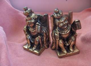 Vintage Metal Old King Cole Bookends Brass Finish  