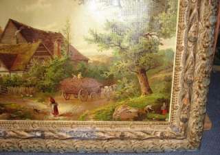 Vintage Farm House Picture Print Shabby Ornate Wooden Frame  