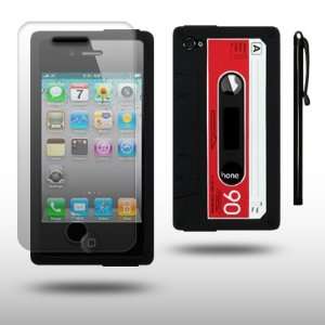  IPHONE 4 CASSETTE TAPE DESIGN SILICONE SKIN CASE WITH 