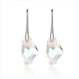 Aurora Borealis Crystal Silver Earrings use Swarovski Crystal  