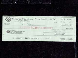1978 Tacoma Yankees PCL Roy Staiger AUTO Payroll Check Cheney Stadium 