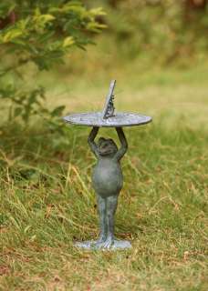 Standing Frog Bronze Outdoor Garden Sundial Statue  