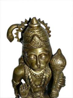 Sitting Hanuman Brass Statue Abhaya Hindu God Sculpture From India.
