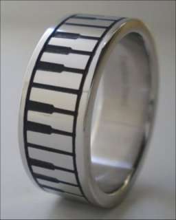 Stainless Steel Piano Keys Ring Size 5 Keyboard Band  