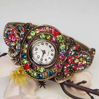   Colorful Swarovski Crystal Watch Cuff Bracelet Bangle Gift Hot!  