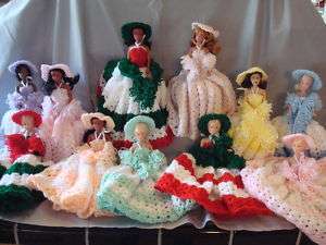 Hand Crocheted Fashion Doll Toilet Tissue Covers  
