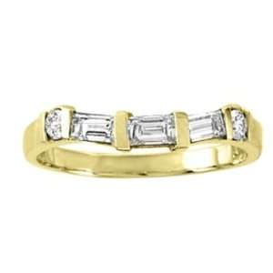  14K Gold 0.50cttw Round and Baguette Curve Diamond Band 