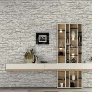 Grey Stone wall Textured Brick Effect Wallpaper  