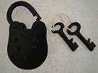 Iron Padlock & Keys ~ Old Vintage Antique Style ~ Black