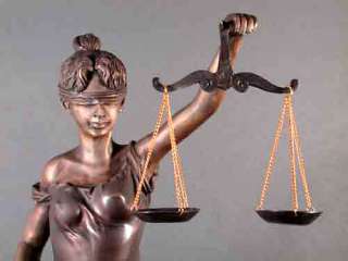 Sitting Lady Justice Bronze Metal Art 16 Lawyer Scales  