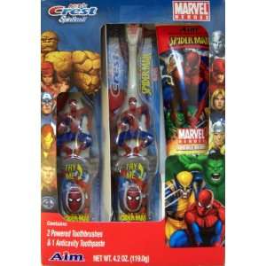  Battery Powered Toothbrush Bundle, Spiderman  2 Powered Toothbrushes 
