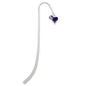  Small Long Purple Heart Silver Plated Charm Bookmark with 