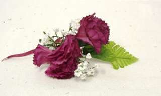 PLUM PURPLE Carnation Boutonniere Silk Wedding Flowers  