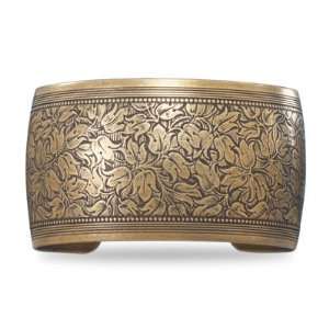  Oxidized Brass Cuff With Floral Design Bracelet 