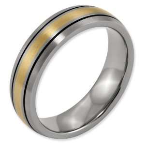   Grooved 14k Gold Inlay 6mm Brushed and Antiqued Band ring Jewelry