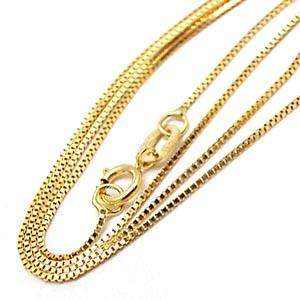   Box Chain Link 16 Necklace Solid 14K Yellow Gold Fine Estate Jewelry