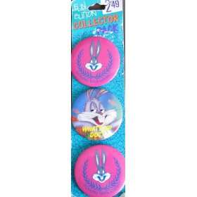 Tunes BUGS BUNNY Fun BUTTON COLLECTOR PACK w 3 Bugs Bunny COLLECTIBLE 