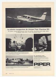 1972 Piper Cherokee Six Airplane Photo French Ad  