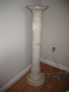 Alabaster Column and 2 Urns Lighted Neoclassical Shabby Chic 50s 